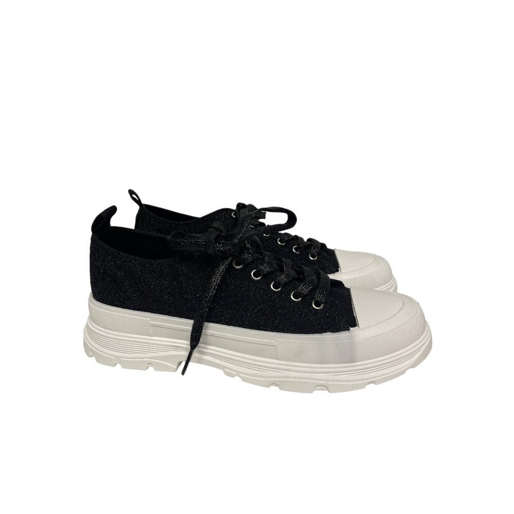 NEW! True Religion Janis Sparkling Platform Shoes Sneakers Black Women's 9
